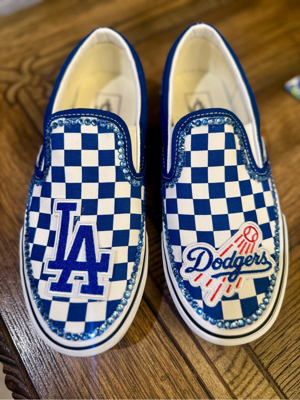 Custom Bling Dodgers Ladies Vans shoes